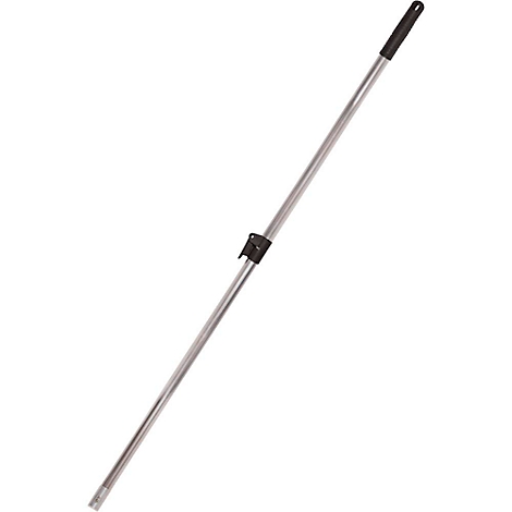 A gray telescopic pole with black handle and adjustment mechanism.