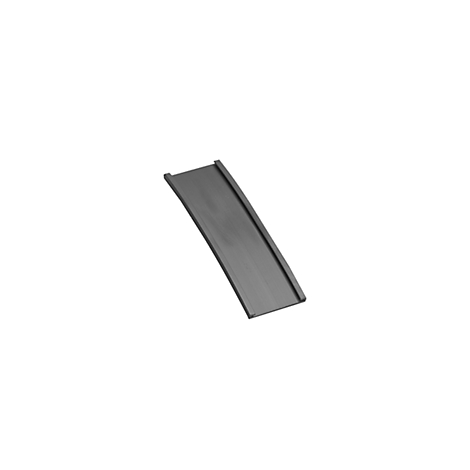 Gray, curved metal part with two raised sides on a white background.