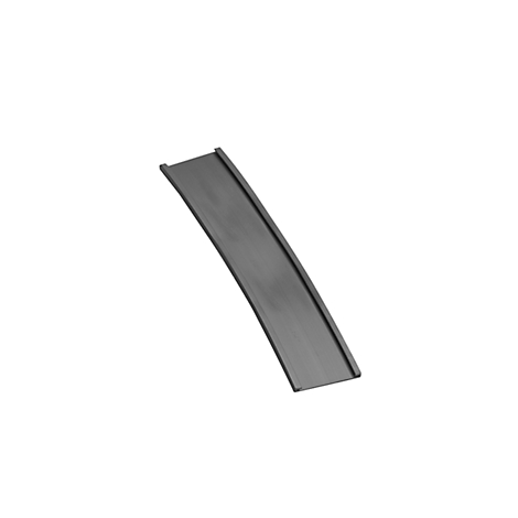 A grey, curved element resting diagonally against a white background.
