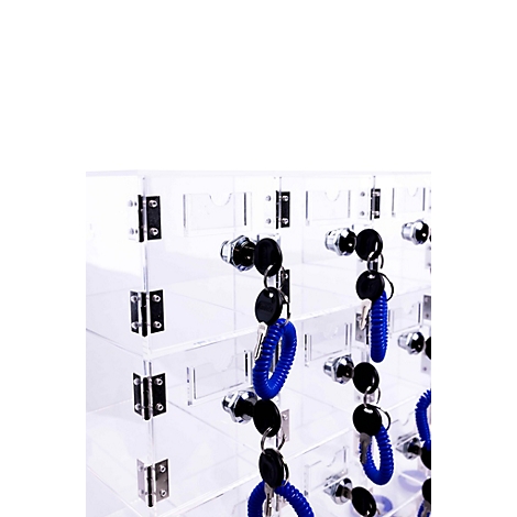 Magnetoplan Armoire de rangement pour smartphone, pour jusqu'à 20 téléphones portables, verrouillable, L 530 x P 180 x H 425 mm, acrylique, transparent
