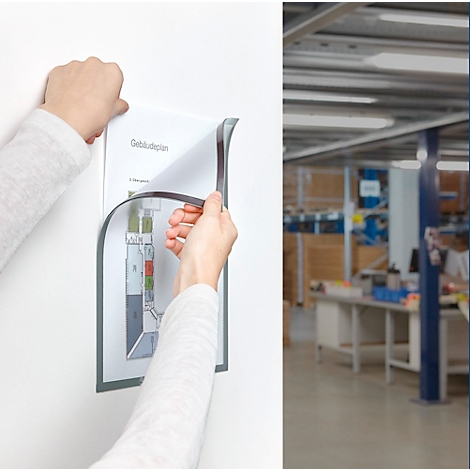 Magnetischer Dokumentenrahmen haftet auf Whiteboards und Metallschränken.