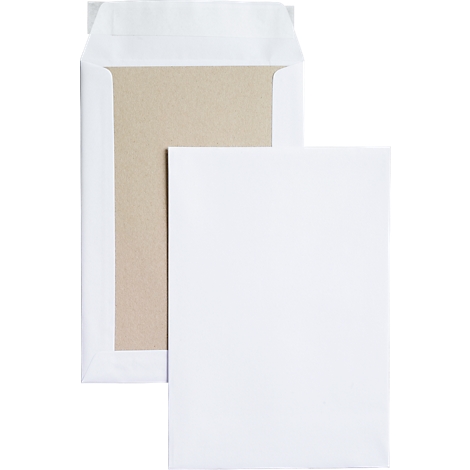 Two white envelopes, one open with a brown interior. Next to it, a closed envelope.