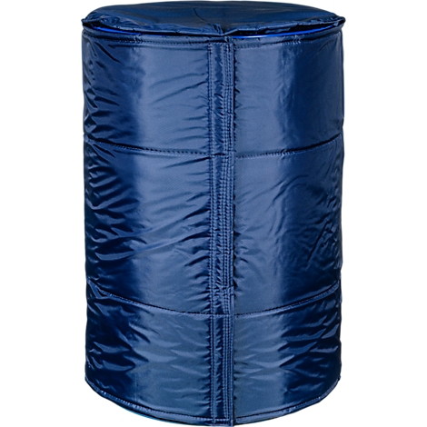 Conteneur cylindrique bleu rembourré avec fermeture éclair.