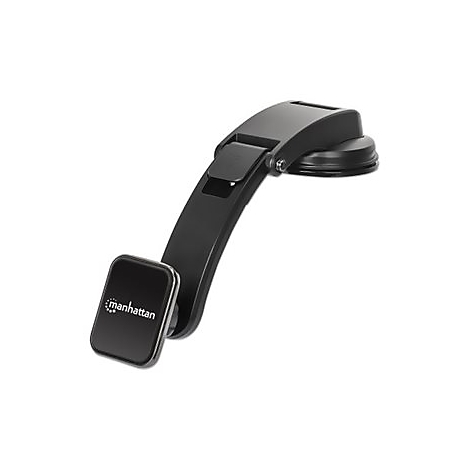 Schwarze Manhattan Handyhalterung mit Saugnapf. Das Firmenlogo ist auf der rechteckigen Halterung zu sehen.