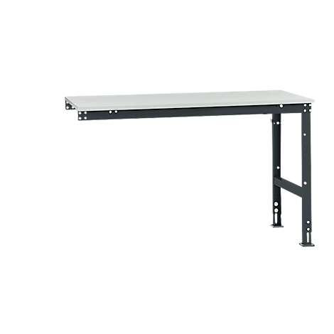 Gray workbench with metal frame, isolated on a white background.