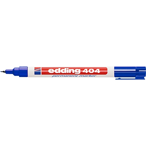 Blue Edding 404 permanent marker with open cap.
