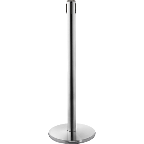 Silver stanchion, cylindrical with a base.