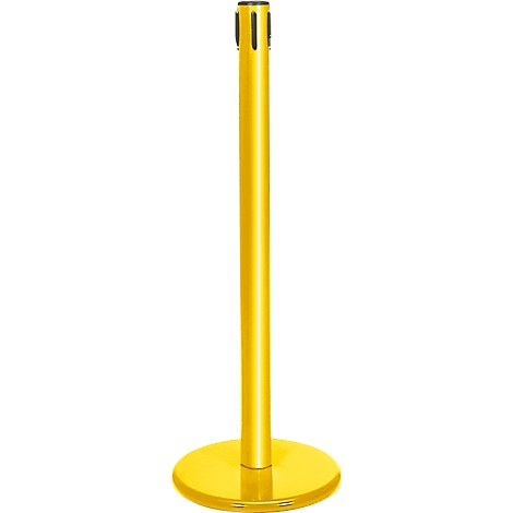 Yellow stanchion with a round base and black top.
