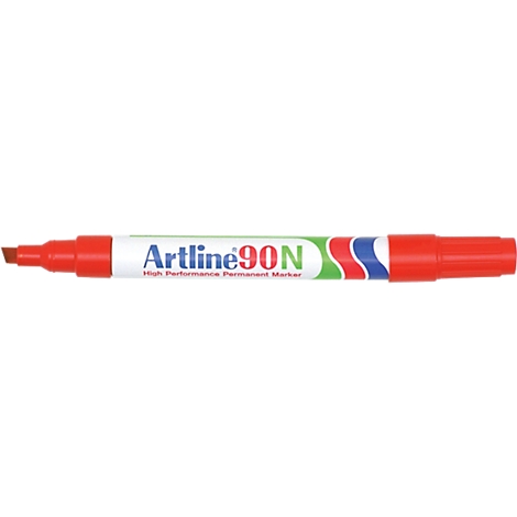 Marqueur permanent Artline 90, pointe bisautée, rouge, 12 pièces