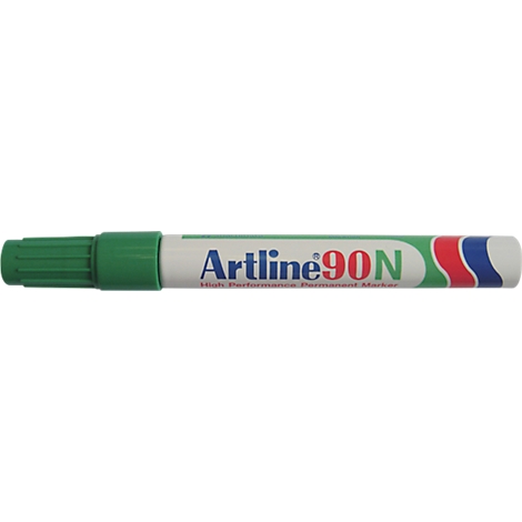 Marqueur permanent Artline 90, pointe bisautée, vert, 12 pièces