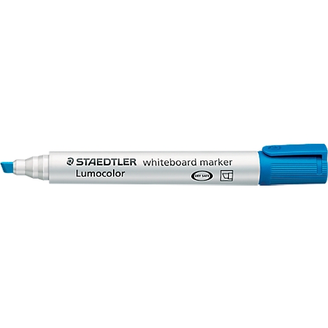 Marqueur de tableau blanc bleu Staedtler. Inscription : Lumocolor.