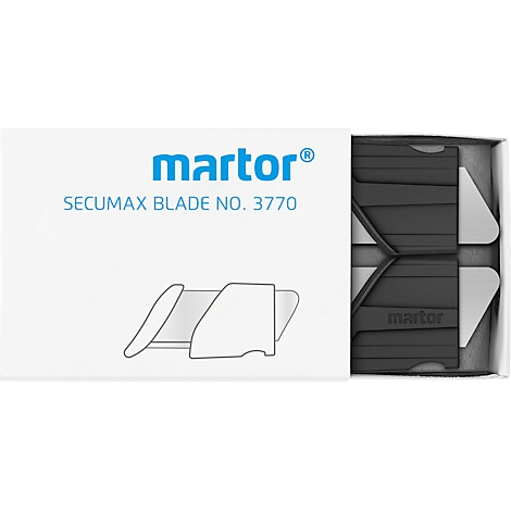 Witte verpakking van Martor Secumax mesje nr. 3770 met logo en productafbeelding.