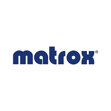 Blaues Matrox Logo auf weißem Hintergrund.