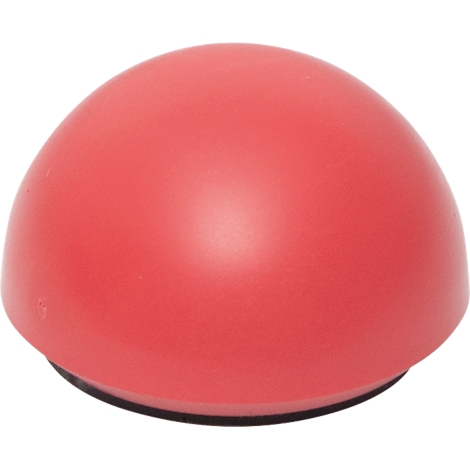 Objet rouge hémisphérique avec une base noire. Surface lisse.