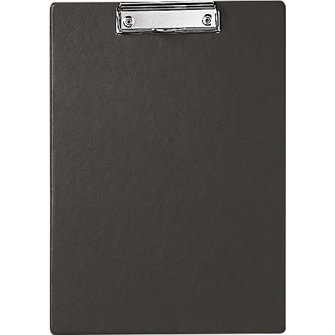 Dark grey clipboard with silver metal clip.