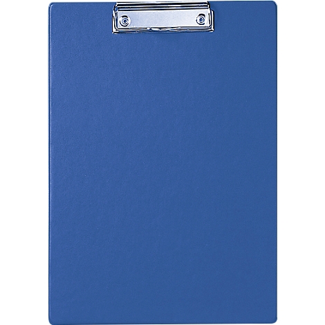Blue clipboard with silver clip.