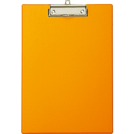 Yellow clipboard with silver clip.