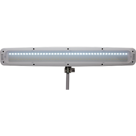 Längliche weisse LED-Leuchte, an einem Ständer befestigt.