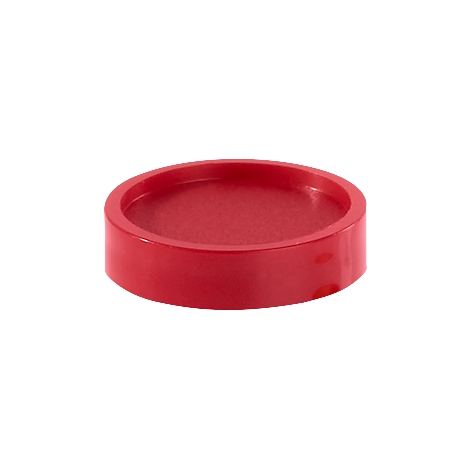 Red, round plastic holder with slightly raised edges.