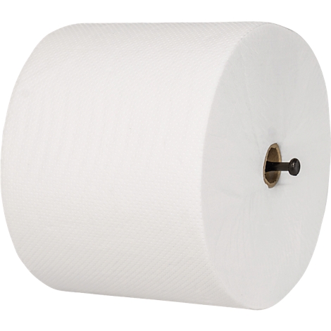 Große, weiße Papierrolle mit schwarzem Dorn.