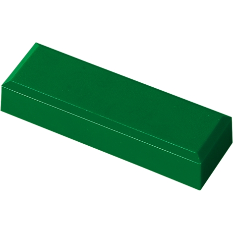 A rectangular green block, slightly angled. The edges are slightly rounded.