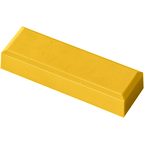 Yellow, rectangular building block with beveled edges.