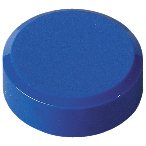 A blue, round object with rounded edges and a slightly glossy surface.