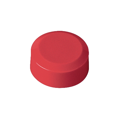Red, cylindrical button, slightly rounded.