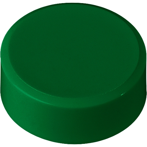 A green, cylindrical object, the top of which is flat. The sides are slightly rounded.