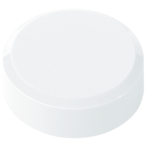 White, round lid. The surface is slightly textured.