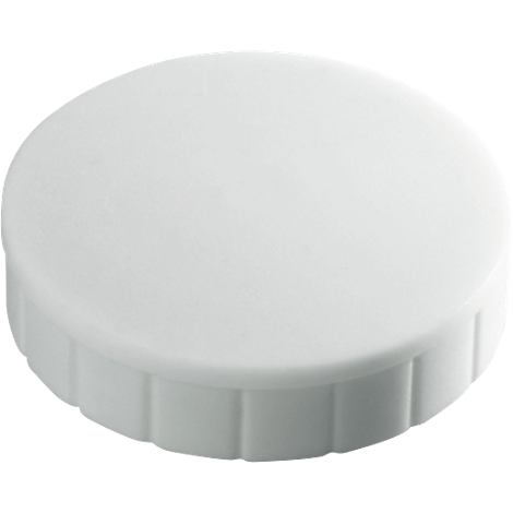 A white, round lid with a ribbed edge. The lid is slightly curved in the middle.