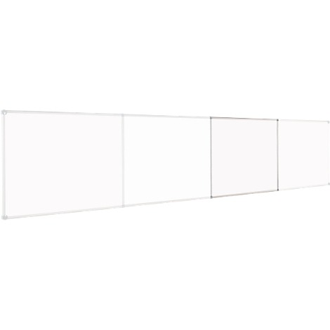 Wit rechthoekig element bestaande uit meerdere onderling verbonden delen met dunne, grijze frames.