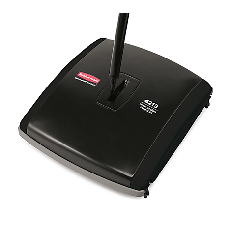 Black hand sweeper with handle, bearing the text '4213 dual action sweeper'.