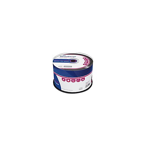 Stapel von MediaRange CD-Rohlingen mit blauen und pinkfarbenen Akzenten. Aufdruck mit Logo und Produktinformationen.