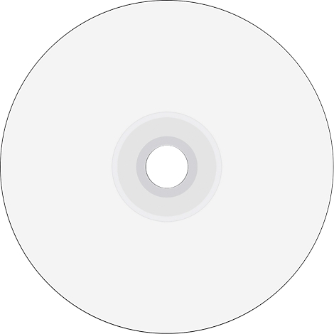 Eine CD-ROM vor weißem Hintergrund, mit einem Loch in der Mitte.