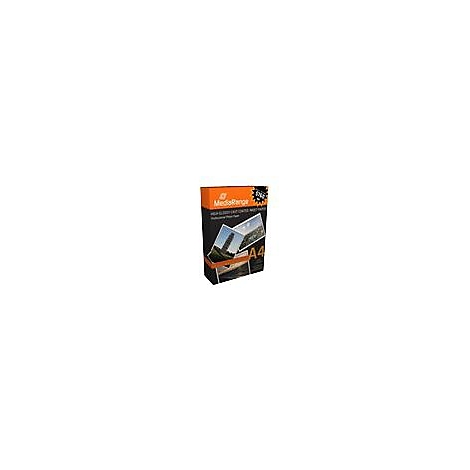 MediaRange Fotopapier A4 in einer orange-schwarzen Verpackung.