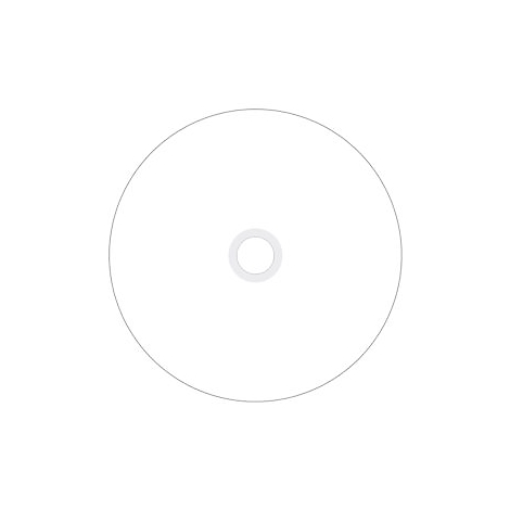 Eine weiÃŸe CD-ROM mit einem Loch in der Mitte.