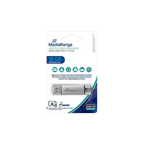 Clé USB avec emballage, argent, 16 Go, avec lettrage.