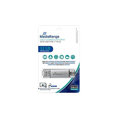 Clé USB MediaRange. L'emballage indique "32 Go" et "USB 3.0".
