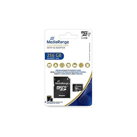 MediaRange microSDXC Speicherkarte 256GB mit SD-Adapter in Originalverpackung.