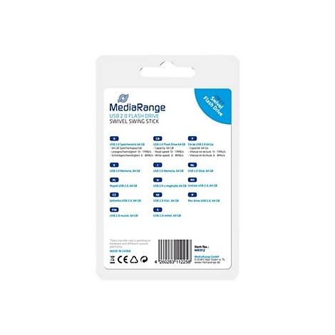 MediaRange - USB-Flash-Laufwerk - 64 GB - USB 2.0 - Schwarz/Silber