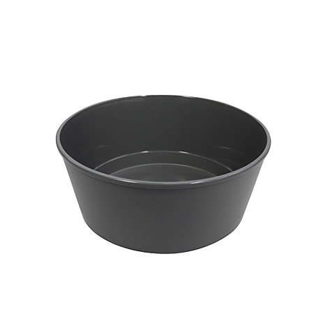 Bol gris et rond avec un bord surélevé. Deux rainures sont visibles à l'intérieur. Le bol est posé sur un fond blanc.