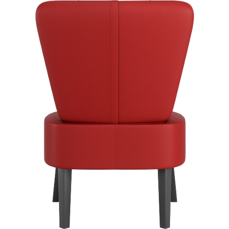 Rode fauteuil, achteraanzicht, op grijze poten.