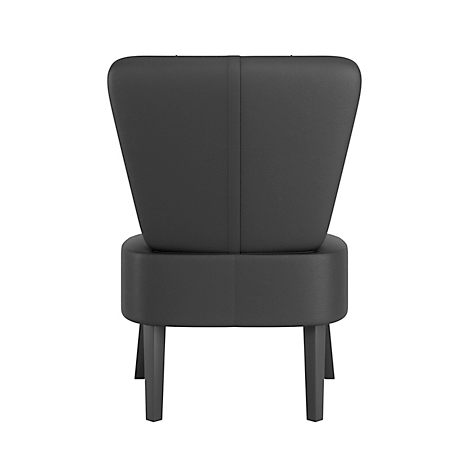 Vue d'une chaise noire sur fond blanc.