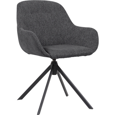 Chaise pivotante grise avec pieds en métal, rembourrée.