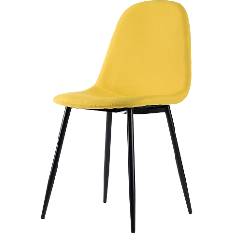 Silla amarilla con patas negras, aislada.