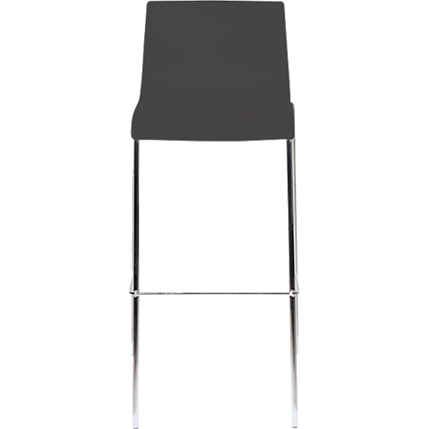 Un tabouret de bar haut, assise gris foncé, structure chromée.