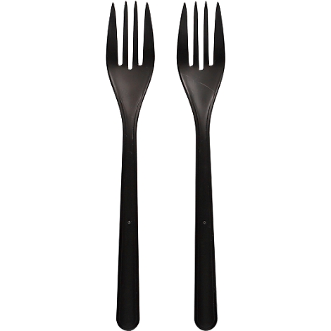 Zwei schwarze Gabeln mit vier Zinken.