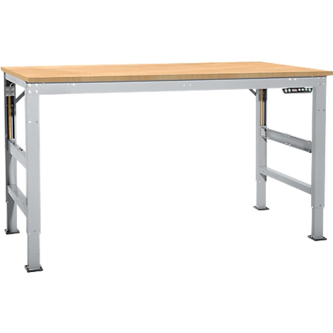 Mesa de trabajo Ergo, electrohidráulica, tablero multiplex, 1750 x 800 mm, aluminio plateado