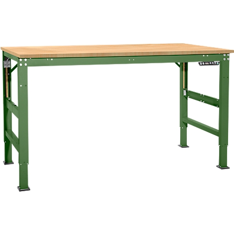Mesa de trabajo Ergo, electrohidráulica, tablero multiplex, 1750 x 800 mm, verde reseda